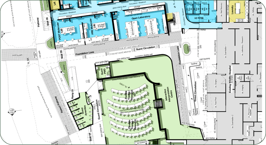 A schematic representation of the new building