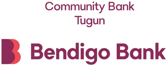Purple text logo saying Community Bank Tugun Bendigo Bank
